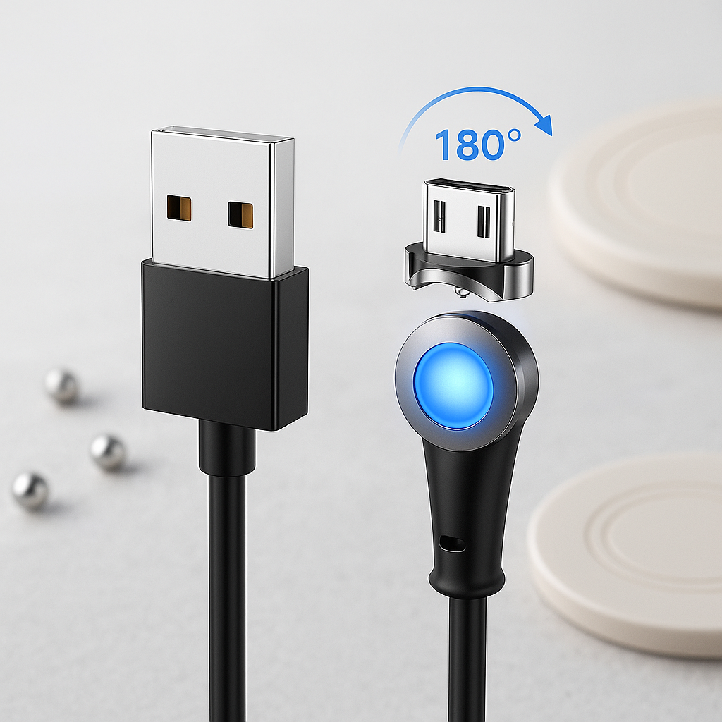 Magnetic USB Charging Cable 180° Rotate - Buyerana