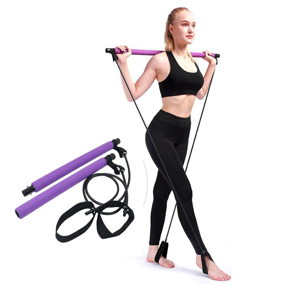 Pilates Squat Resistance Bar with Bands - Buyerana