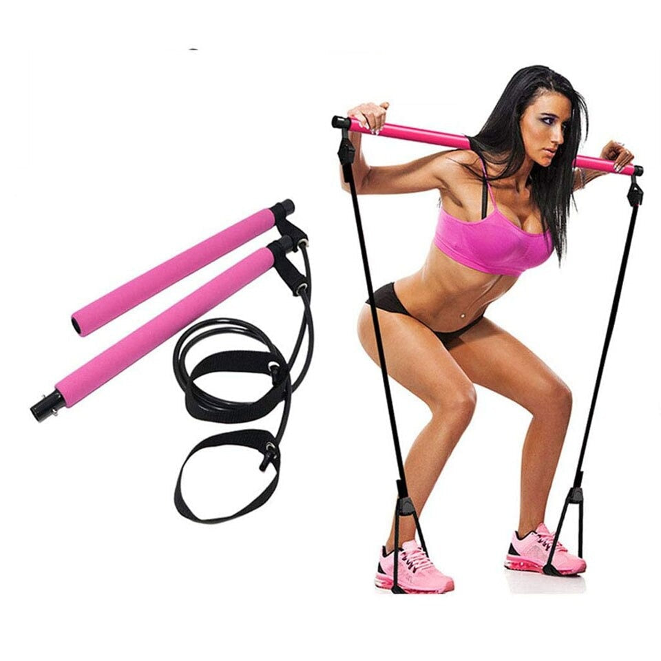 Pilates Squat Resistance Bar with Bands - Buyerana