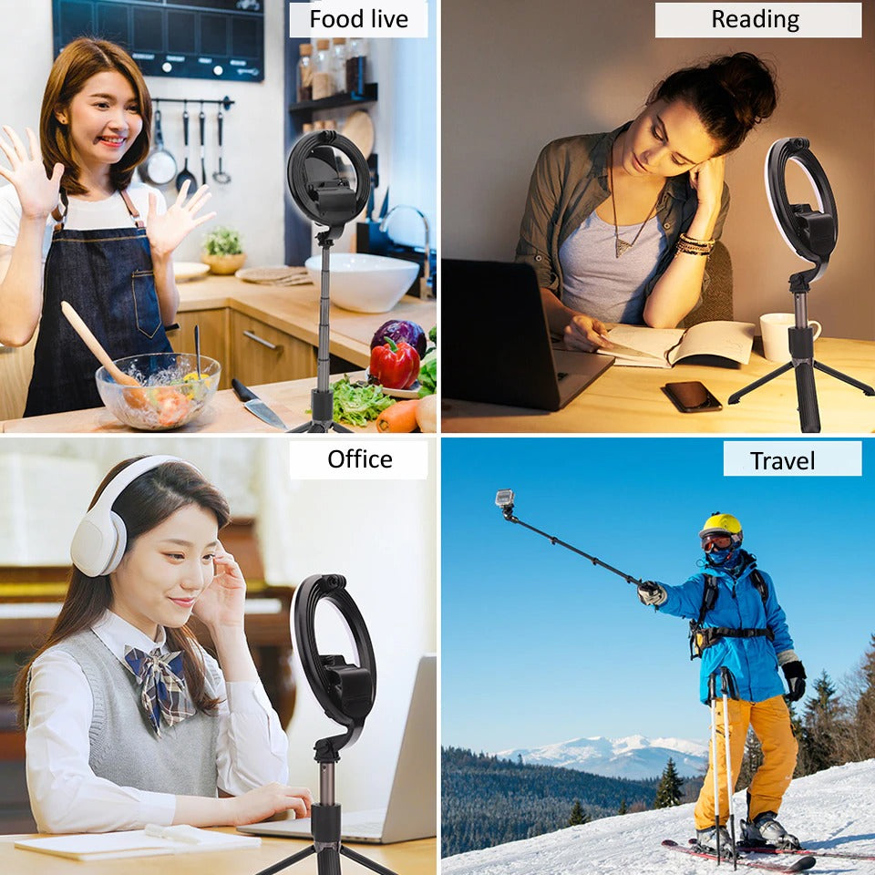 Portable 4-in-1 Selfie Stick with Tripod & LED - Buyerana