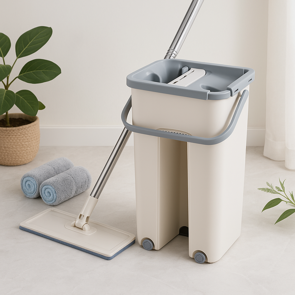 Hands-Free Flat Mop & Bucket Set - Buyerana