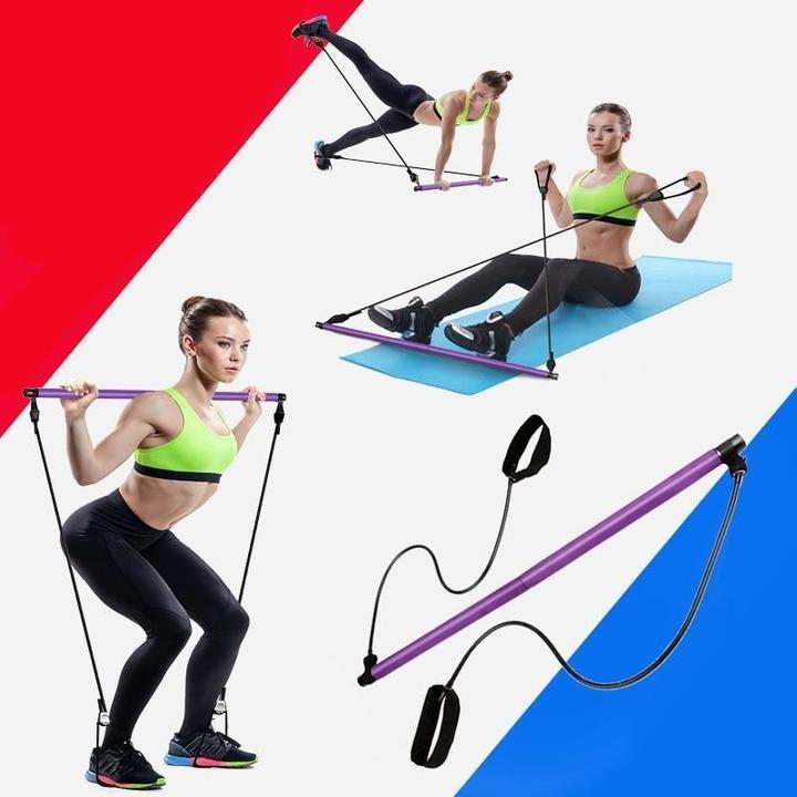 Pilates Squat Resistance Bar with Bands - Buyerana